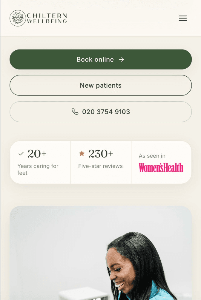 Chiltern Wellbeing website on a phone
