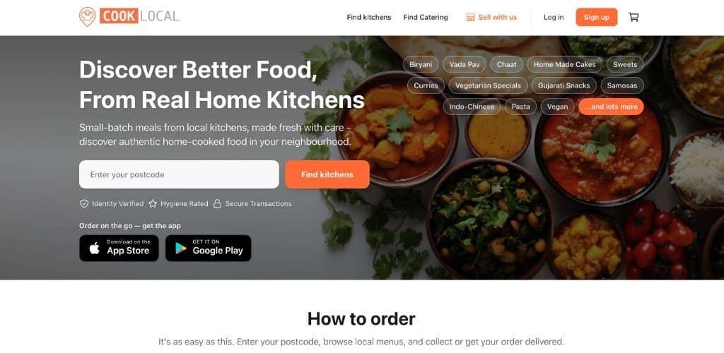 Cook Local website homepage