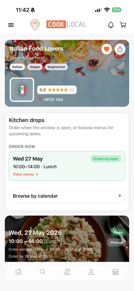Cook Local app on a phone